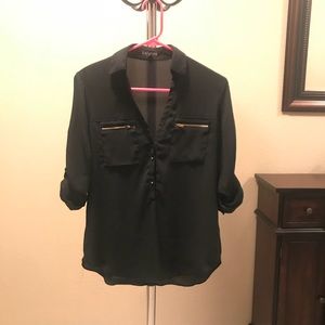 Express black with gold accent columnist blouse